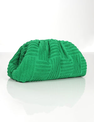 Real Mood Green Towelling Clutch Bag