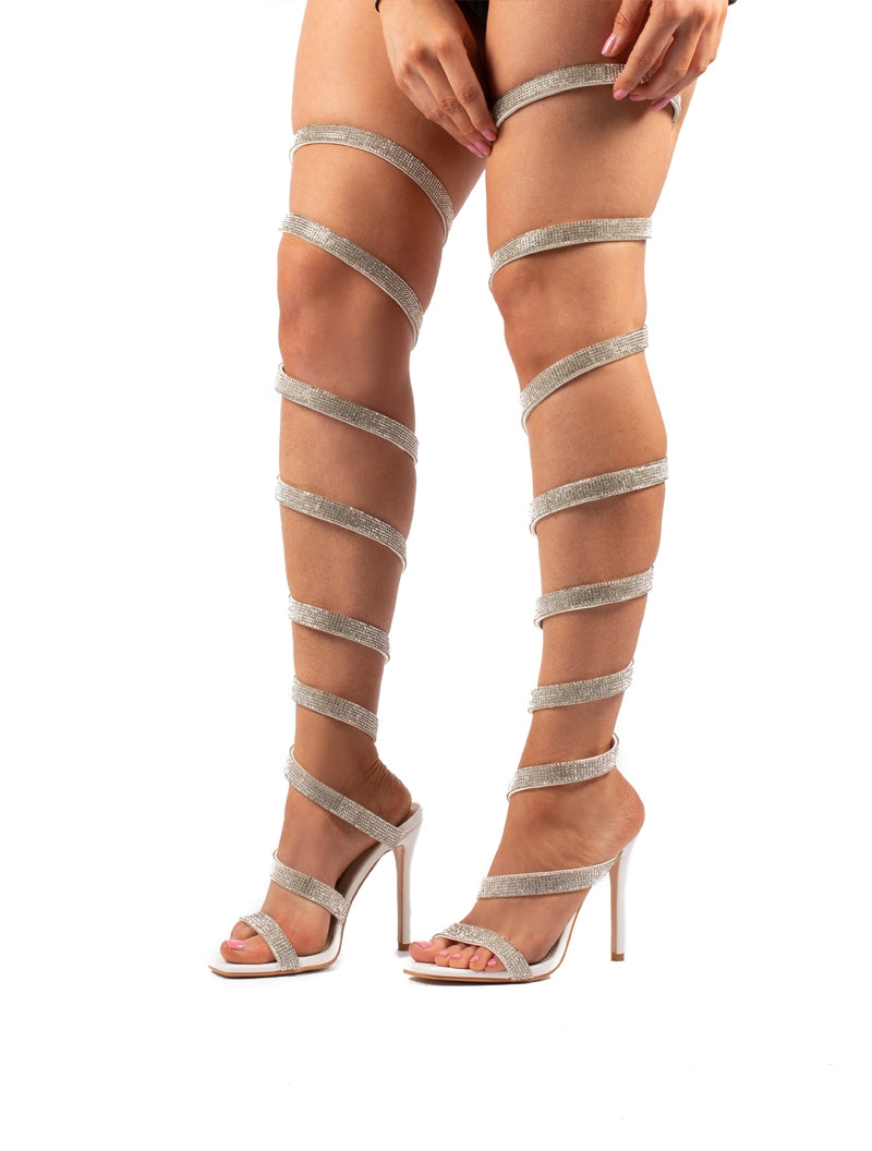 Thigh high tie up hot sale heels